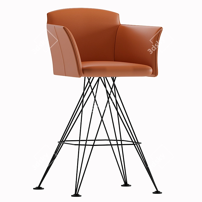 Sleek Flaminio Barstool: Italian Elegance 3D model image 1