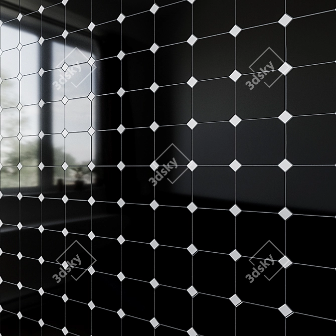 Adex Pavimento Octogono Negro 15x15 3D model image 2