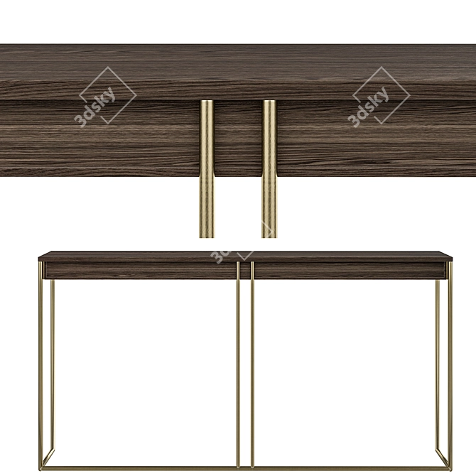 Elegant Merge of Wood and Brass 3D model image 2