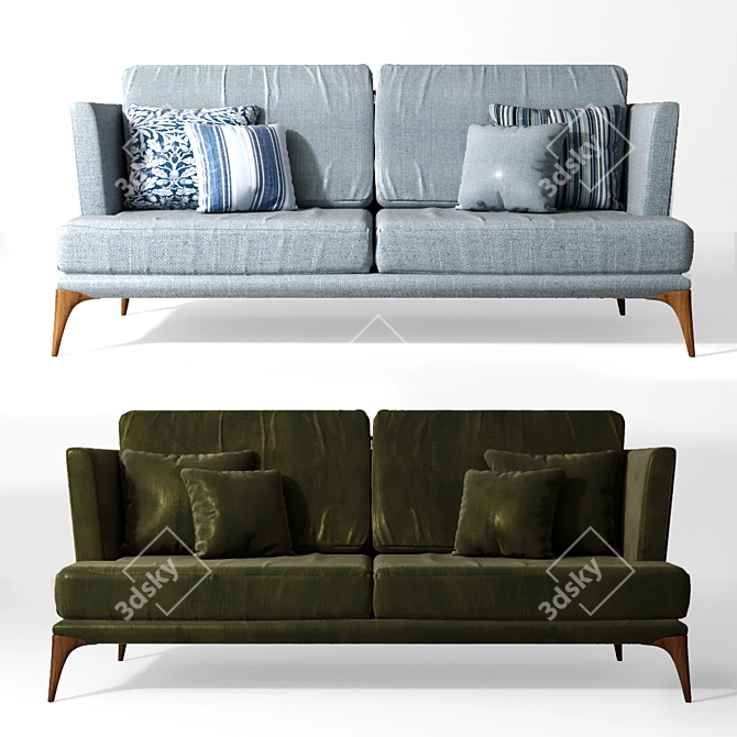 Minimalist Polo Living Sofa 3D model image 2