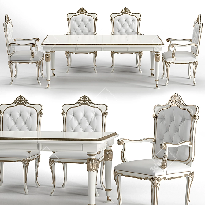 Capitonne Liberty Armchair & Table Set 3D model image 1