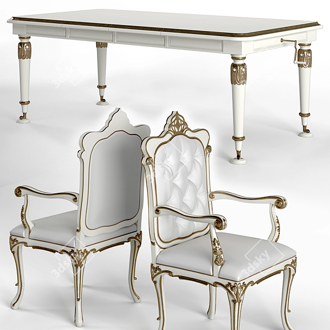 Capitonne Liberty Armchair & Table Set 3D model image 2