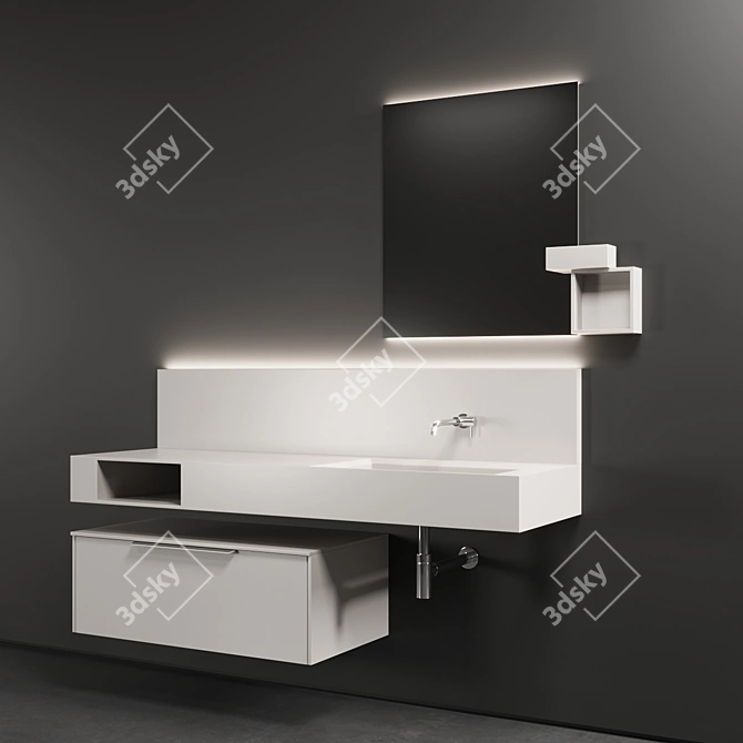 Modern Laminate Vanity Unit | Cerasa NEROLAB SET 2 3D model image 1