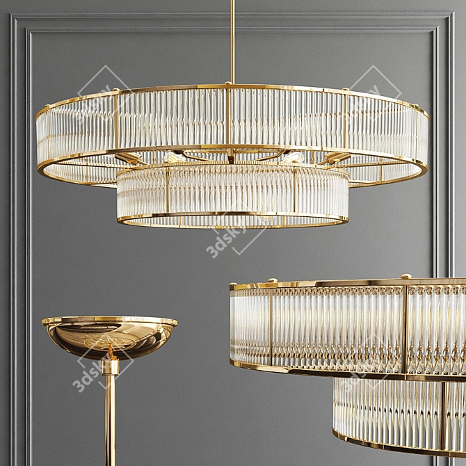 Elegant RH Marais & Haskell Chandelier 3D model image 2