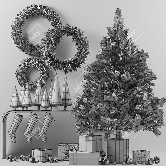 Festive Holiday Decor Set 3D model image 2