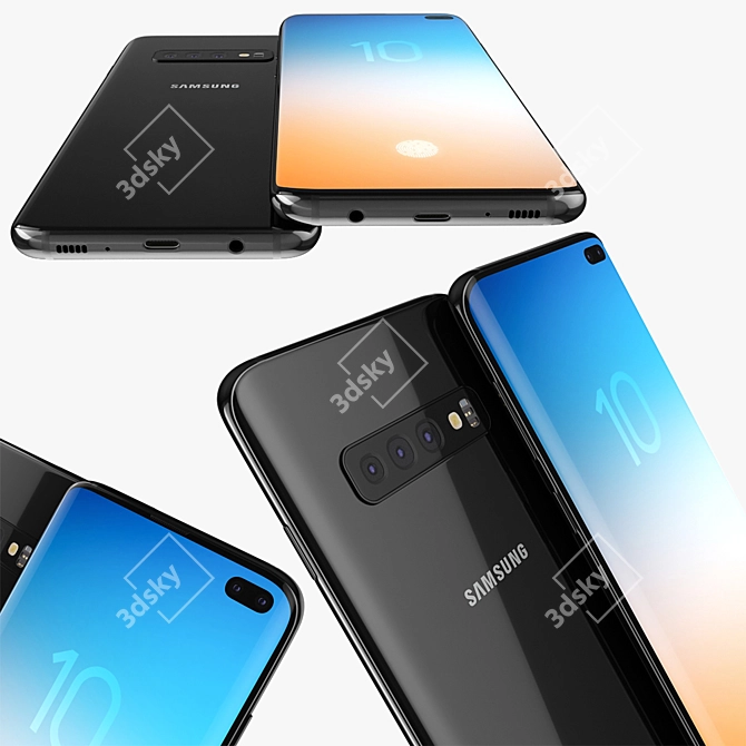 Samsung Galaxy S10+ Black: Stunning Technology at Your Fingertips 3D model image 2