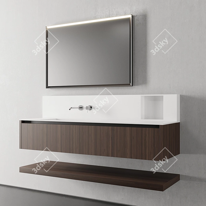 Sleek Wood Vanity with Drawers - Cerasa NEROLAB SET 3 3D model image 1