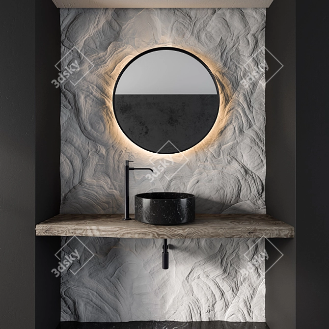 Gray Rock Wall Bathroom Furniture 3D model image 1