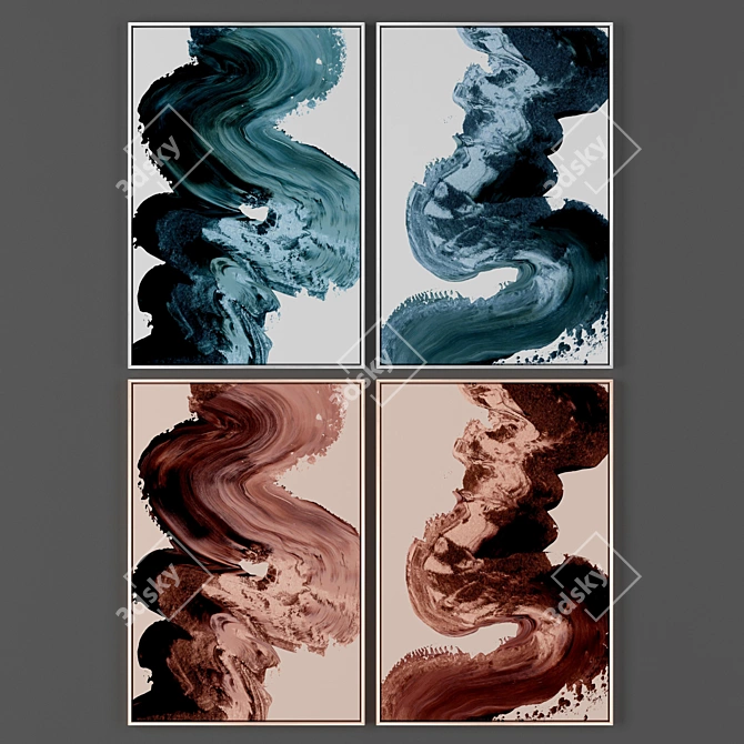 Metal Frame Art Collection 950x650mm 3D model image 1