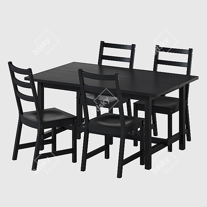 Nordviken Dining Set: Table & Chairs 3D model image 1