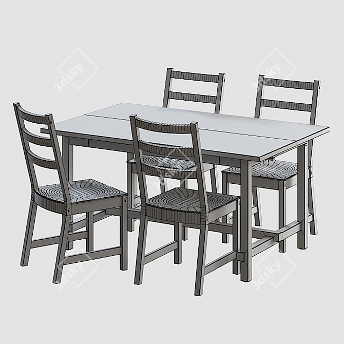 Nordviken Dining Set: Table & Chairs 3D model image 2