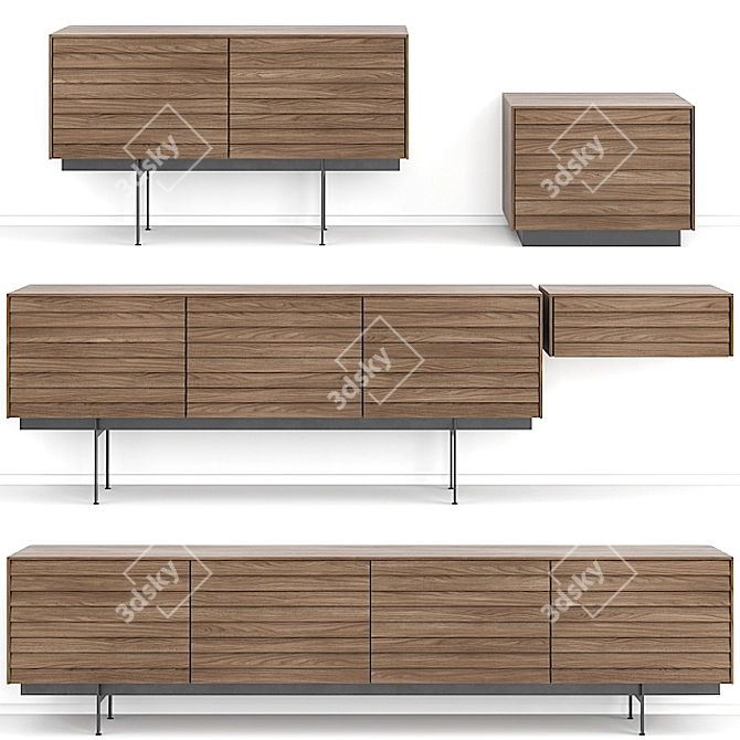 Modern Walnut Sideboards - Sussex Collection 3D model image 1