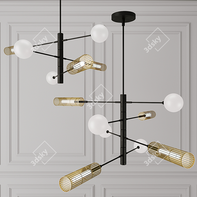 Sway Pendant: 6 or 8-Light Rotating Chandelier 3D model image 1