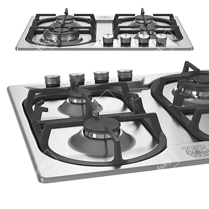 60 4-Burners Wok Burner: Powerful and Efficient 3D model image 1