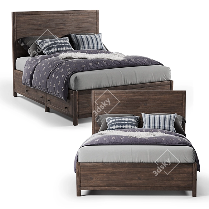 Rowan Queen Panel Bed - Sleek and Stylish Sleeping Solution 3D model image 2