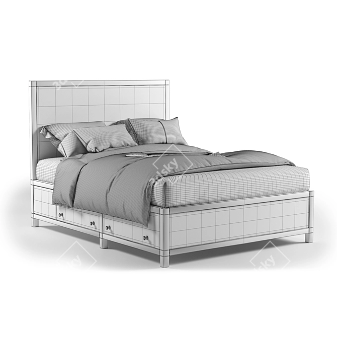 Rowan Queen Panel Bed - Sleek and Stylish Sleeping Solution 3D model image 3