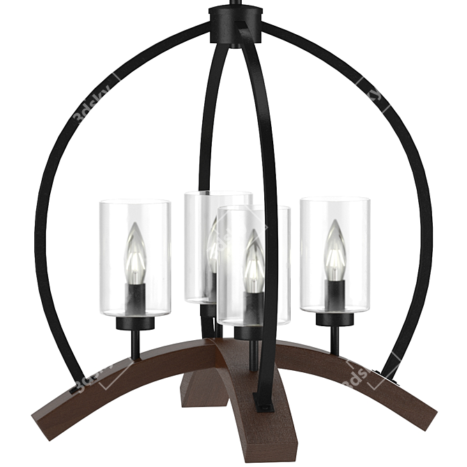 Arden 22-inch Matte Black Cage Chandelier 3D model image 2