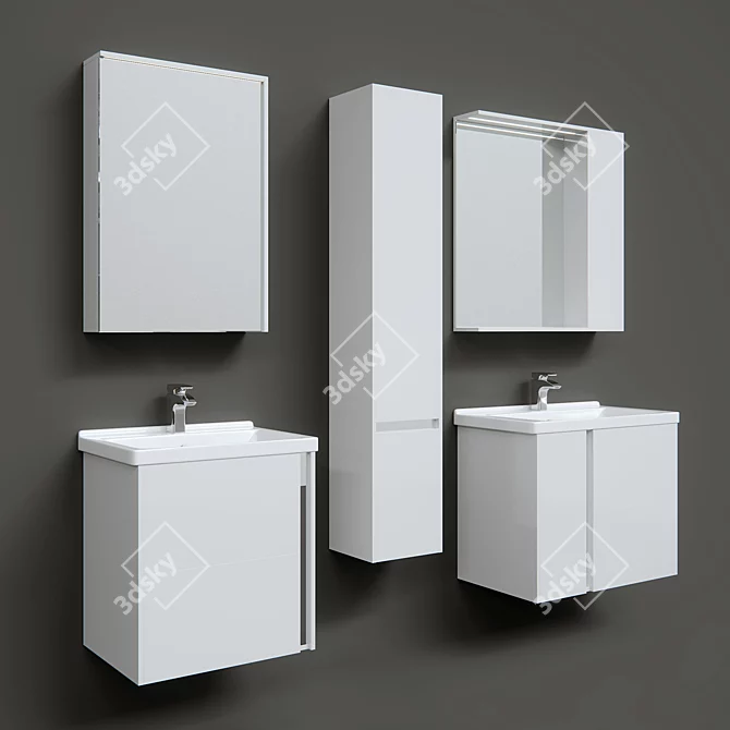 Modern Stone Bathroom Furniture Set 3D model image 1