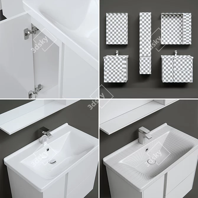 Modern Stone Bathroom Furniture Set 3D model image 2