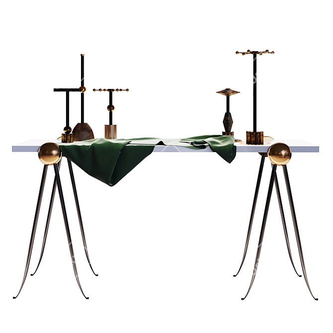 Elegant Pythagore Console & Candelabro Decor 3D model image 2