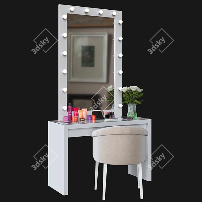 Elegant Vanity Dressing Table 3D model image 2