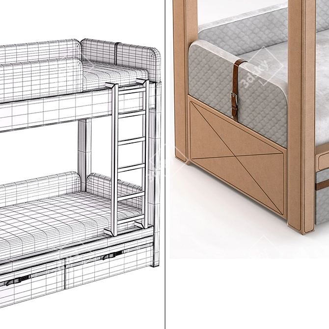 Brothers Bunk Bed: Iriska's Quality Sleep Solution 3D model image 6