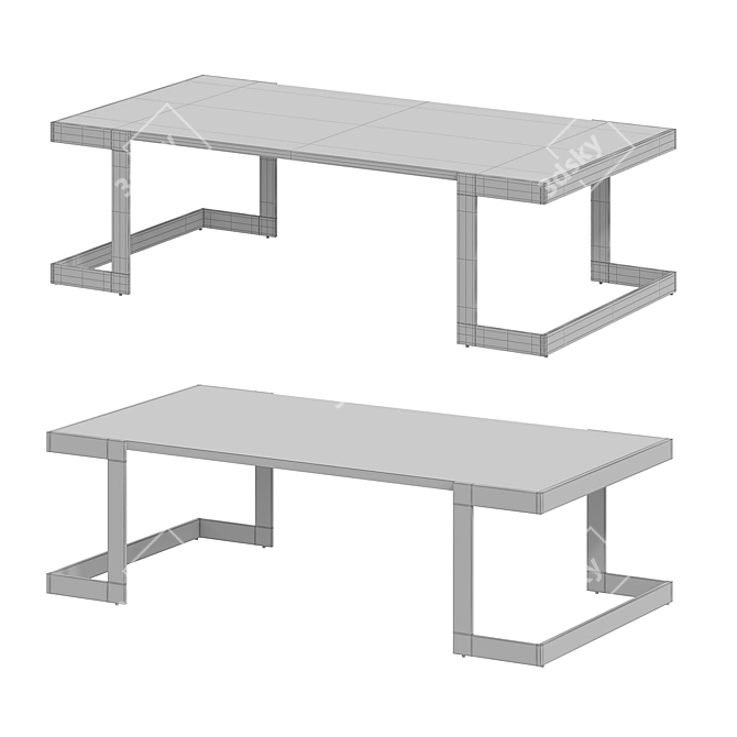 TORRE ATOM Coffee Table (Chrome, Black Glass) 3D model image 2