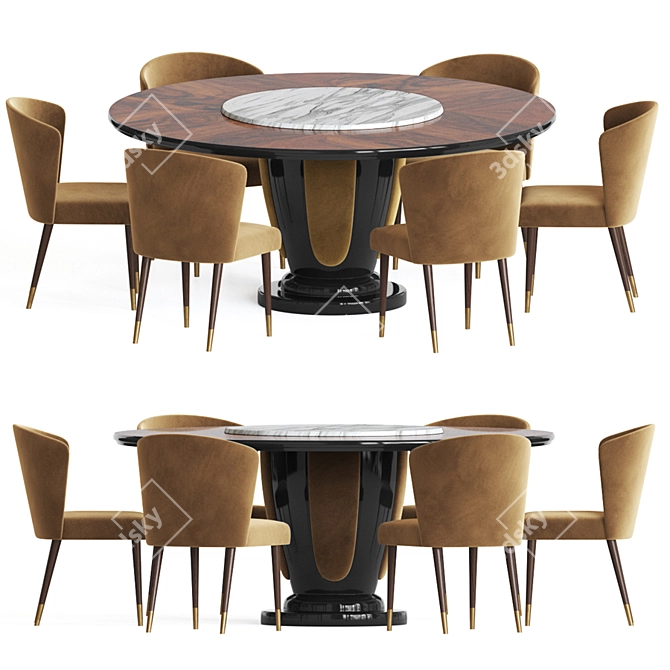 Elegant Brass Dining Set 3D model image 1