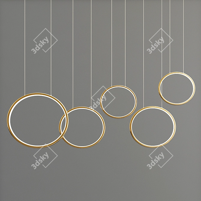 Modern Circle Rings Suspension 3D model image 2