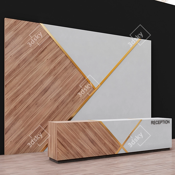 Elegant Reception Desk: 4500mm Width, 710mm Depth, 1155mm Height 3D model image 2