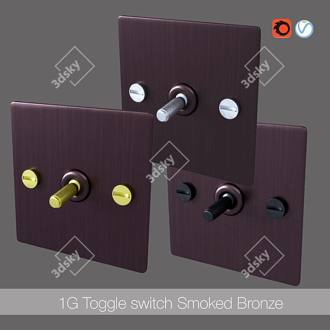 Title: Sleek 1G Smoked Bronze Toggle Switch 3D model image 1