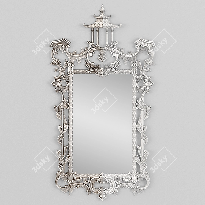 Handcrafted Silver or Gold Pavilion Mirror 3D model image 2