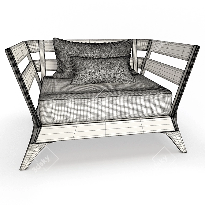 Modern Wooden Outdoor Armchair: Village Unopiu 3D model image 2