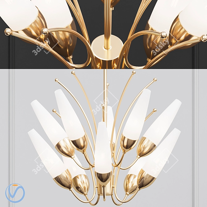 Elegant Aged Brass Chandelier 3D model image 1