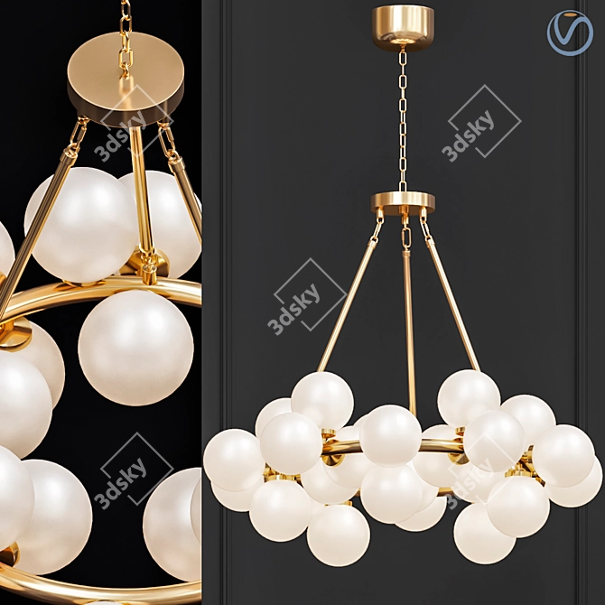 Elegant Satin Gold Chandelier 3D model image 1