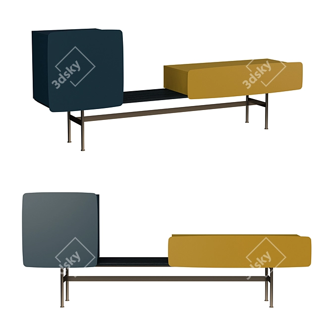 Yee Strong Storage Bench 214x46x87cm 3D model image 1