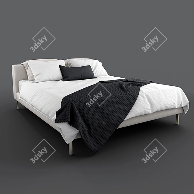 Sleek Modern Bed 3D model image 1