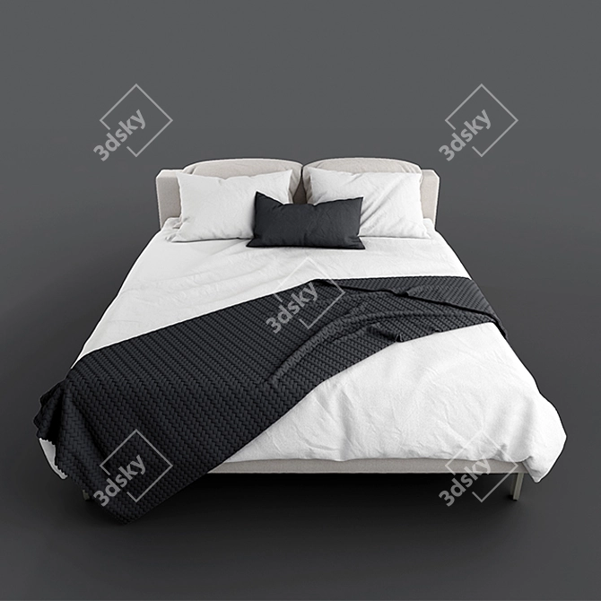 Sleek Modern Bed 3D model image 2