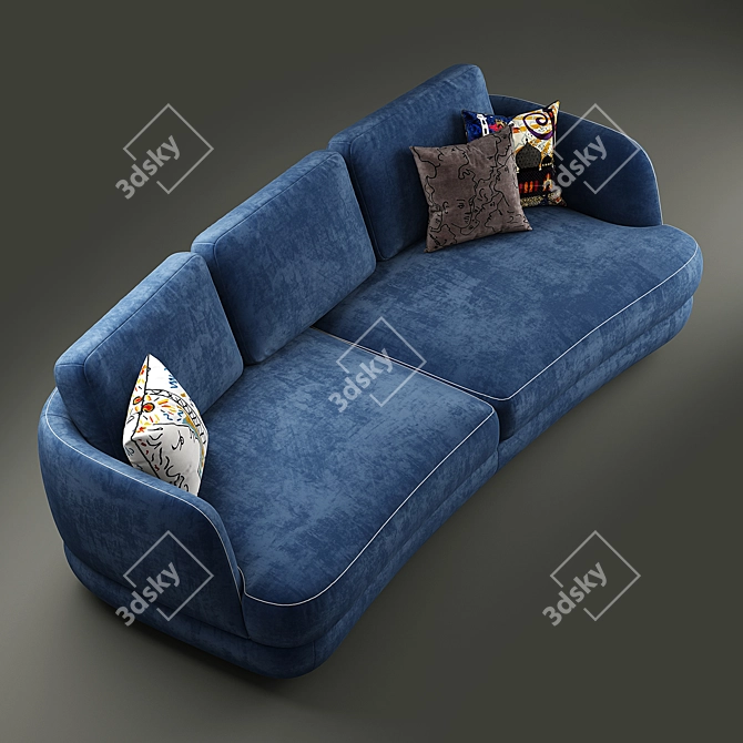 Elegant Parenthese Sofa: Sophisticated Design 3D model image 2