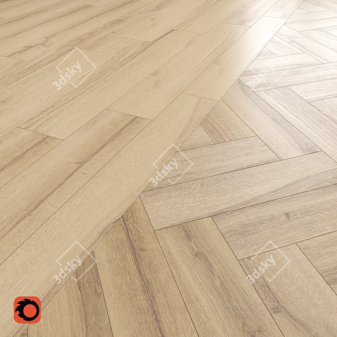 Skogen Beige Wood Floor Tile - Textured Beige Matt Finish 3D model image 1