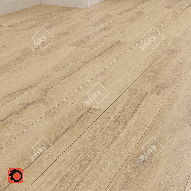 Skogen Beige Wood Floor Tile - Textured Beige Matt Finish 3D model image 2