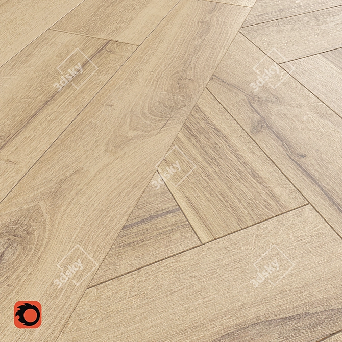Skogen Beige Wood Floor Tile - Textured Beige Matt Finish 3D model image 3
