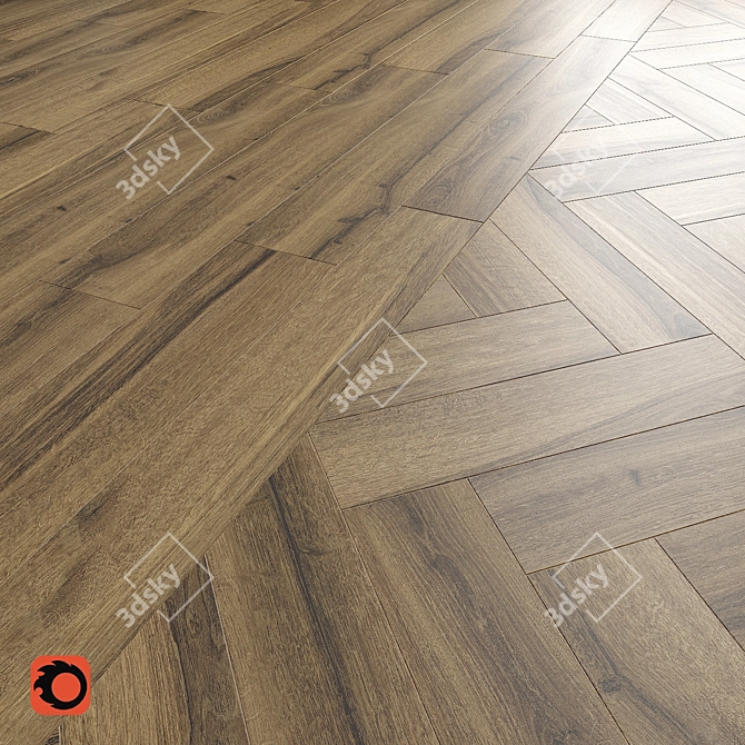 Skogen Brown Wood Floor Tile - High-Quality Textured Material 3D model image 1
