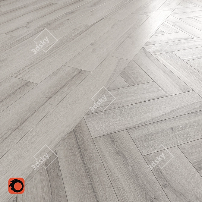 Skogen Grey Wood Floor Tile 3D model image 1