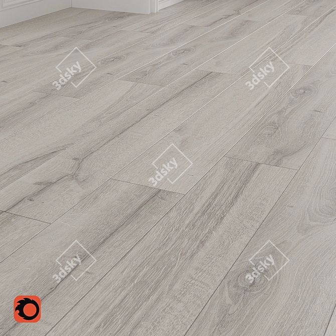 Skogen Grey Wood Floor Tile 3D model image 2
