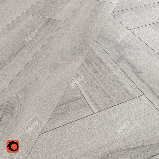 Skogen Grey Wood Floor Tile 3D model image 3