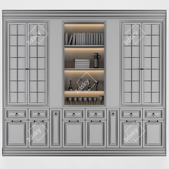 Elegant Cream Display Cabinet 3D model image 3