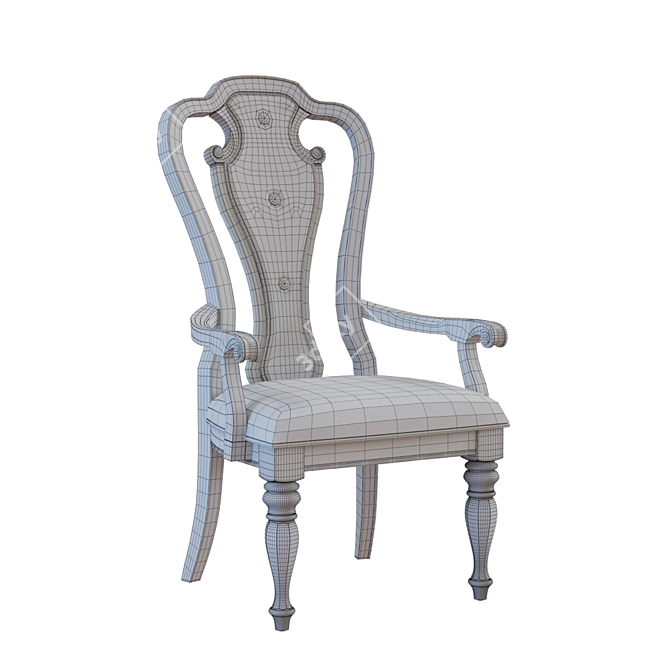 Antique White Upholstered Arm Chair 3D model image 3