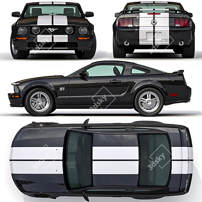 Sleek and Powerful 2007 Ford Mustang 3D model image 2