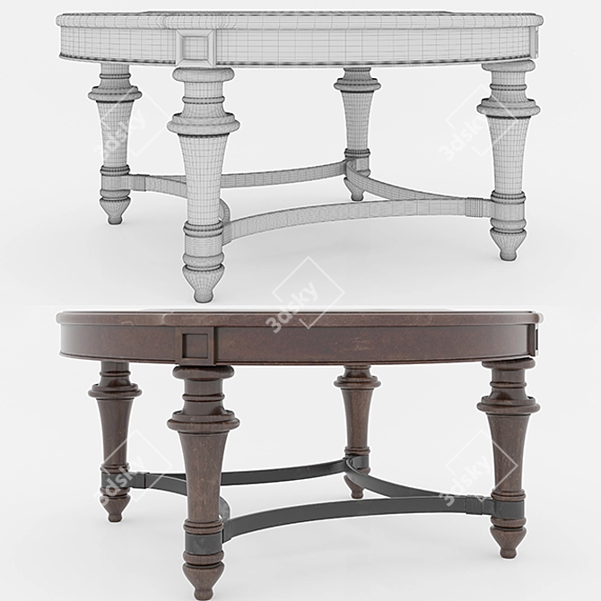 Kingston Round Cocktail Table: Elegant Traditional Design 3D model image 3